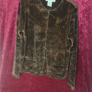 Jones New York Brown Leopard Teddy Jacket